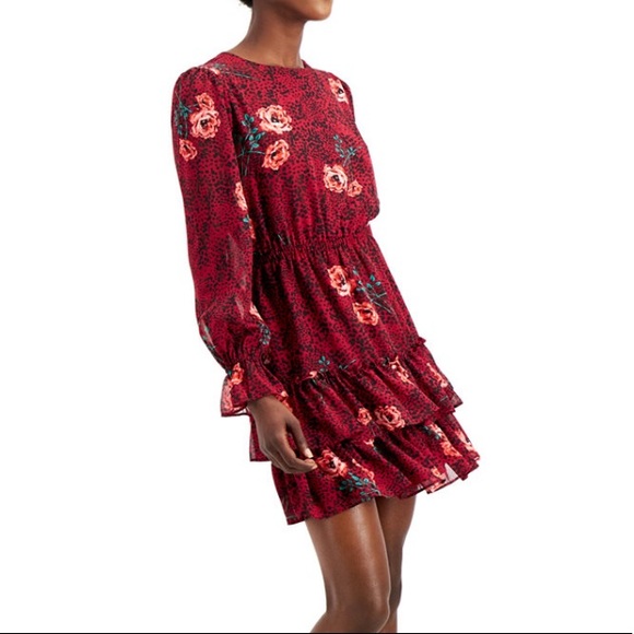 Floral Ruffle Mini Dress. - Picture 1 of 8